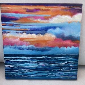 Beach Girl Studios "Golden Darkness" Original Painting Laura Jones 12x12